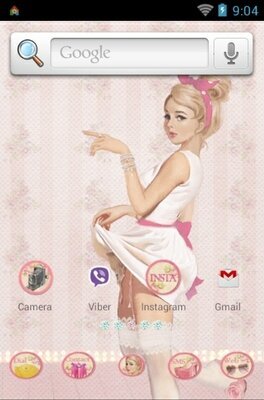 Pin Up Girl android theme home screen