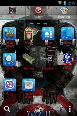 Captain America android theme application menu