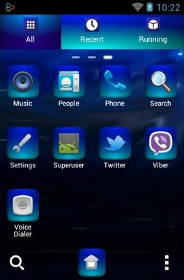 Blue Sensation android theme application menu