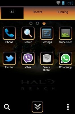 Halo Reach android theme application menu