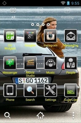 Black Porsche android theme application menu