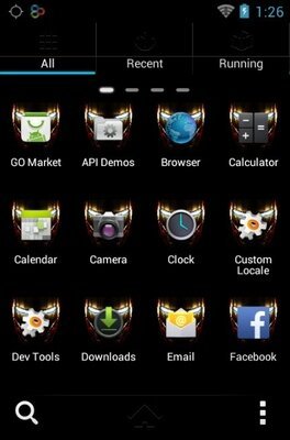 Silver Iron Man android theme application menu
