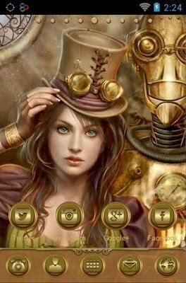 Steampunk Girl android theme home screen